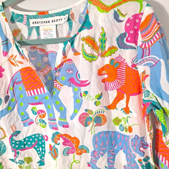 Gretchen Scott Bright Elephant Wild Leaves Tunic Cover-up - Picture 3 of 12